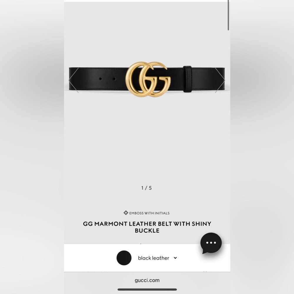 Gucci Women Marmont Belt with Shiny Buckle in Size 95-38